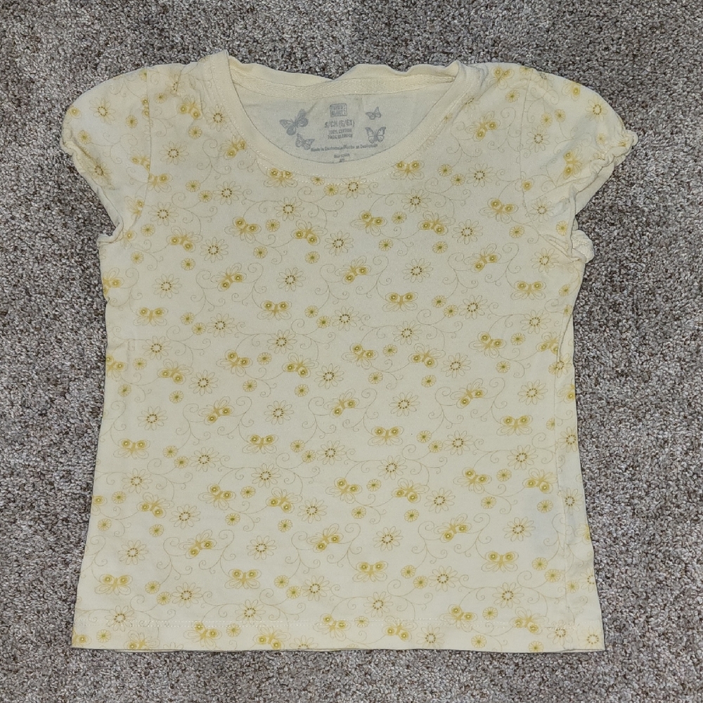 Faded Glory Cream Floral Kids Tee
